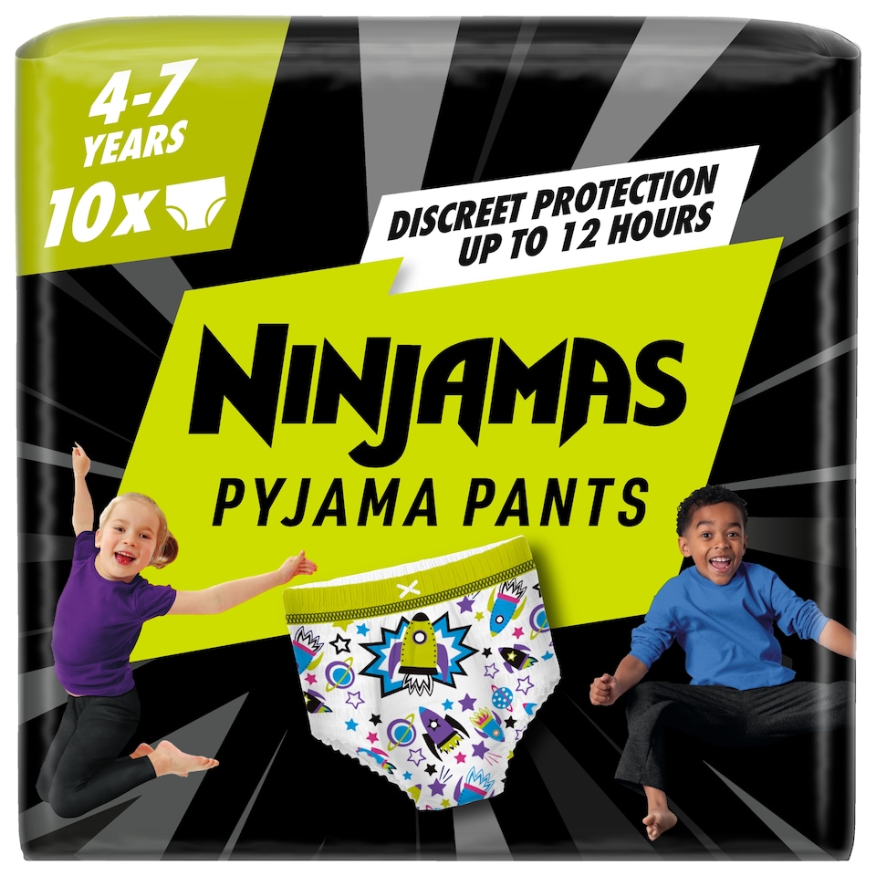 image 1 of Pampers Ninjamas Pyjama Pants Unisex 4-7 Years 10 Pack