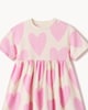 image 3 of F&F Girls Pure Cotton Heart Print Short Sleeved Dress in Pink