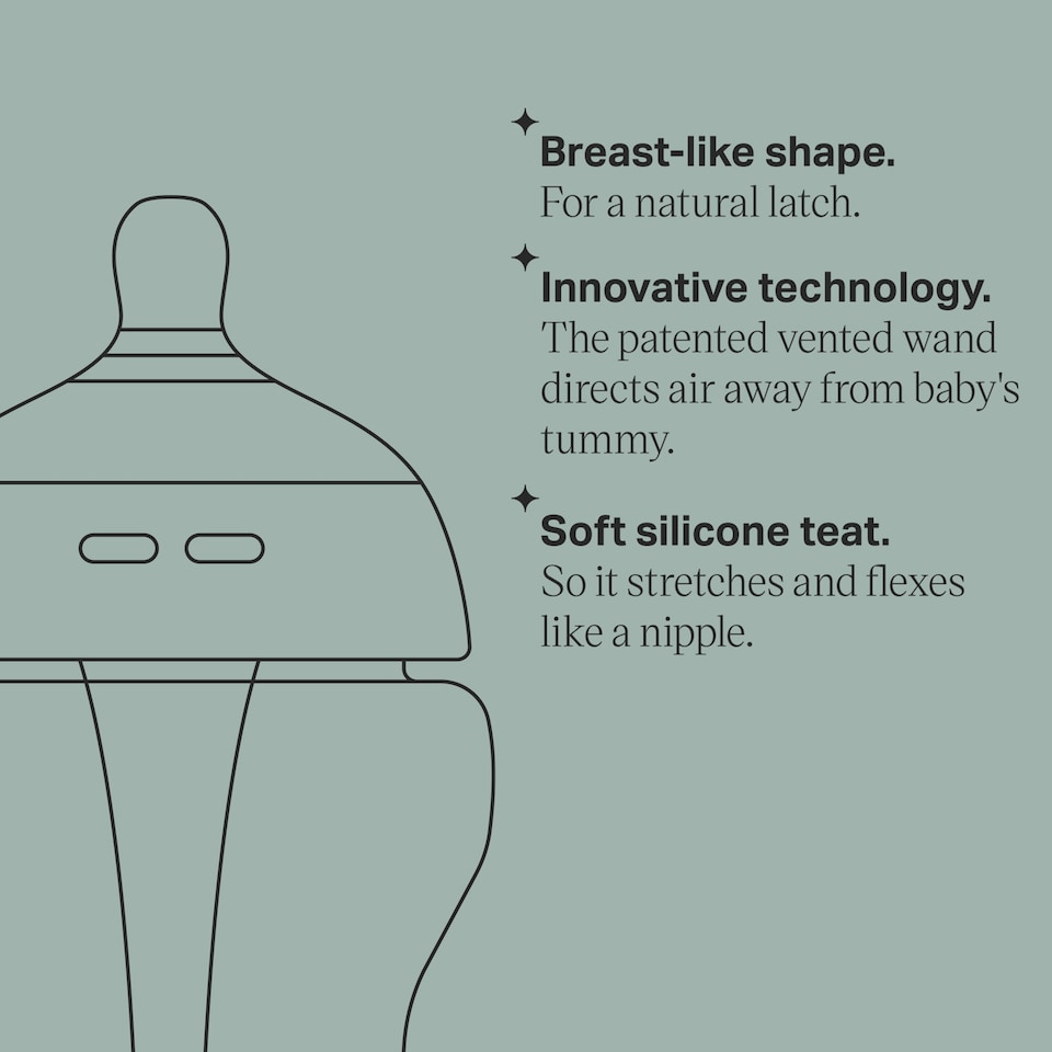 image 1 of Tommee Tippee Baby Bottles, Advanced Anti-Colic Baby Bottle, Slow Flow, 260ml, 0m+, Pack of 1