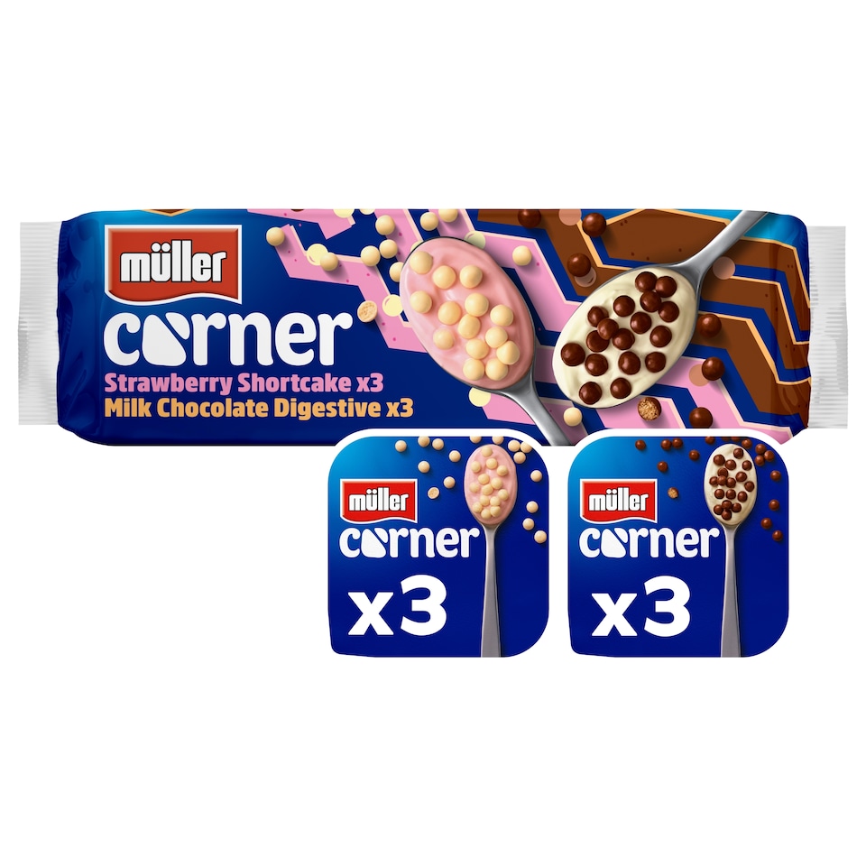 image 1 of Muller Corner Strawberry Shortcake & Chocolate Digestive Yogurts 6 x 124g