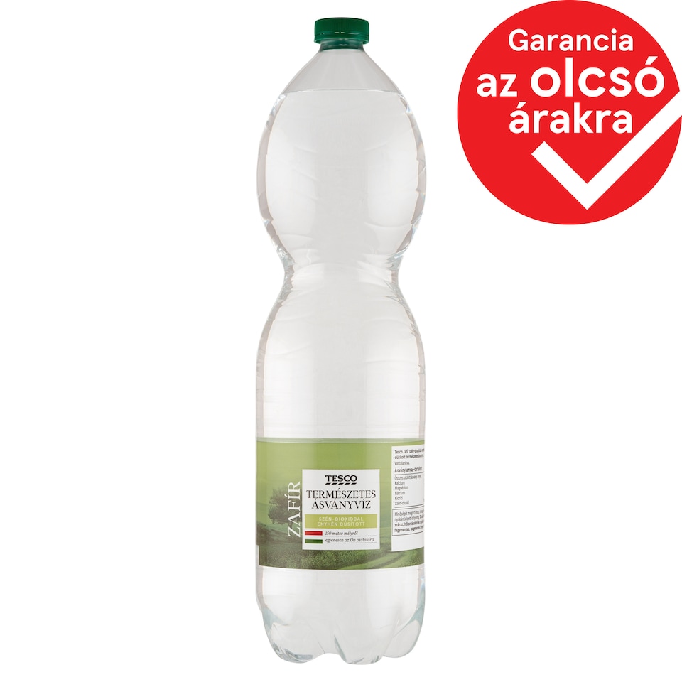Tesco Zafír szén-dioxiddal enyhén dúsított természetes ásványvíz 1,5 l