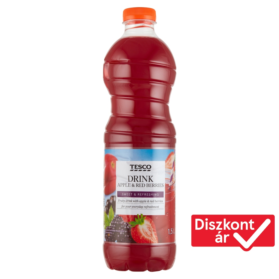 Tesco alma-bogyósgyümölcsital cukorral és édesítőszerrel 1,5 l