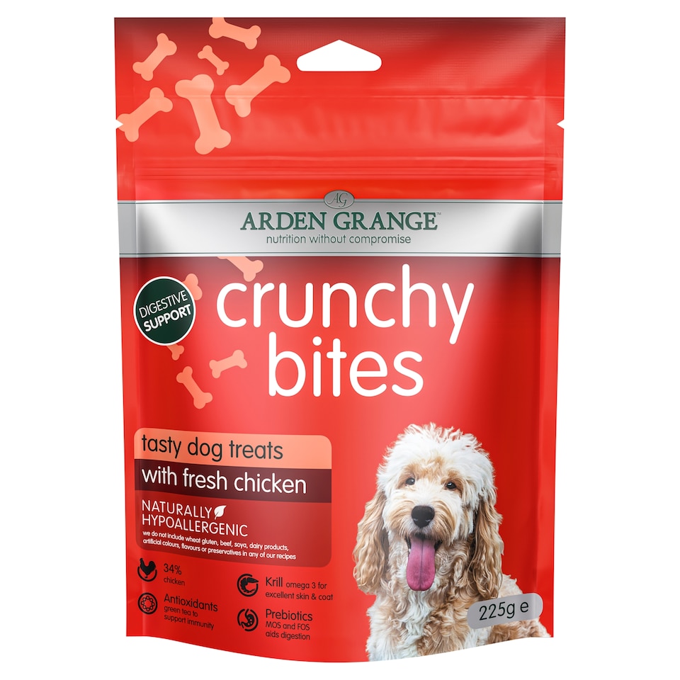 Arden Grange Crunchy Bites Dog Treats with Fresh Chicken 225g