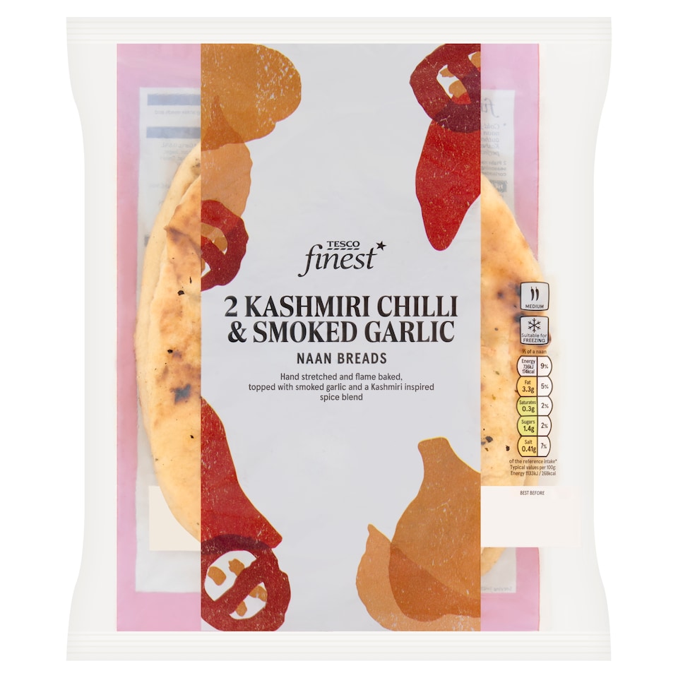Tesco Finest Smoked Garlic and Kashmiri Chilli 2 Naan Breads