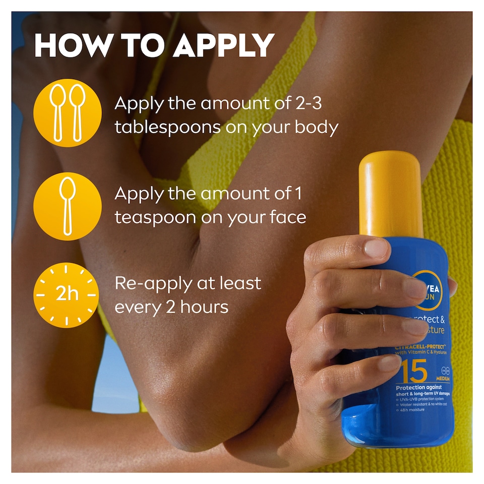image 1 of NIVEA SUN Protect & Moisture Sun Cream Spray SPF15 200ml