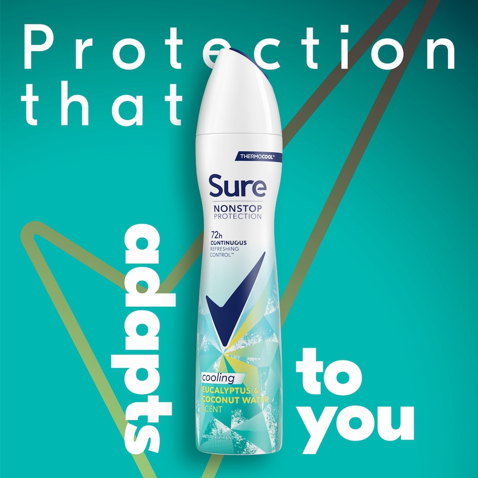 image 1 of Sure Eucalyptus & Coconut Water Scent 72h continuous Nonstop protection Antiperspirant Deodorant 250ml