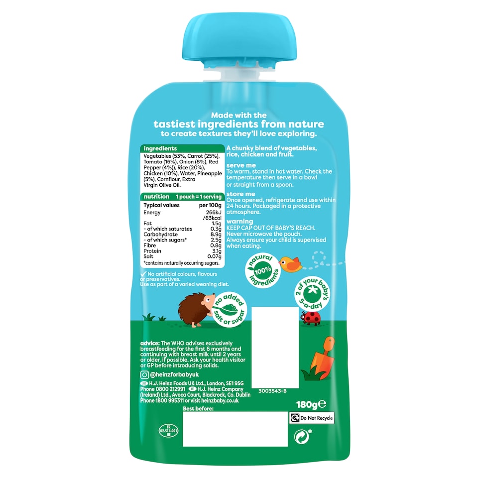 image 1 of Heinz Sweet & Sour Chicken Baby Food Pouch 180g