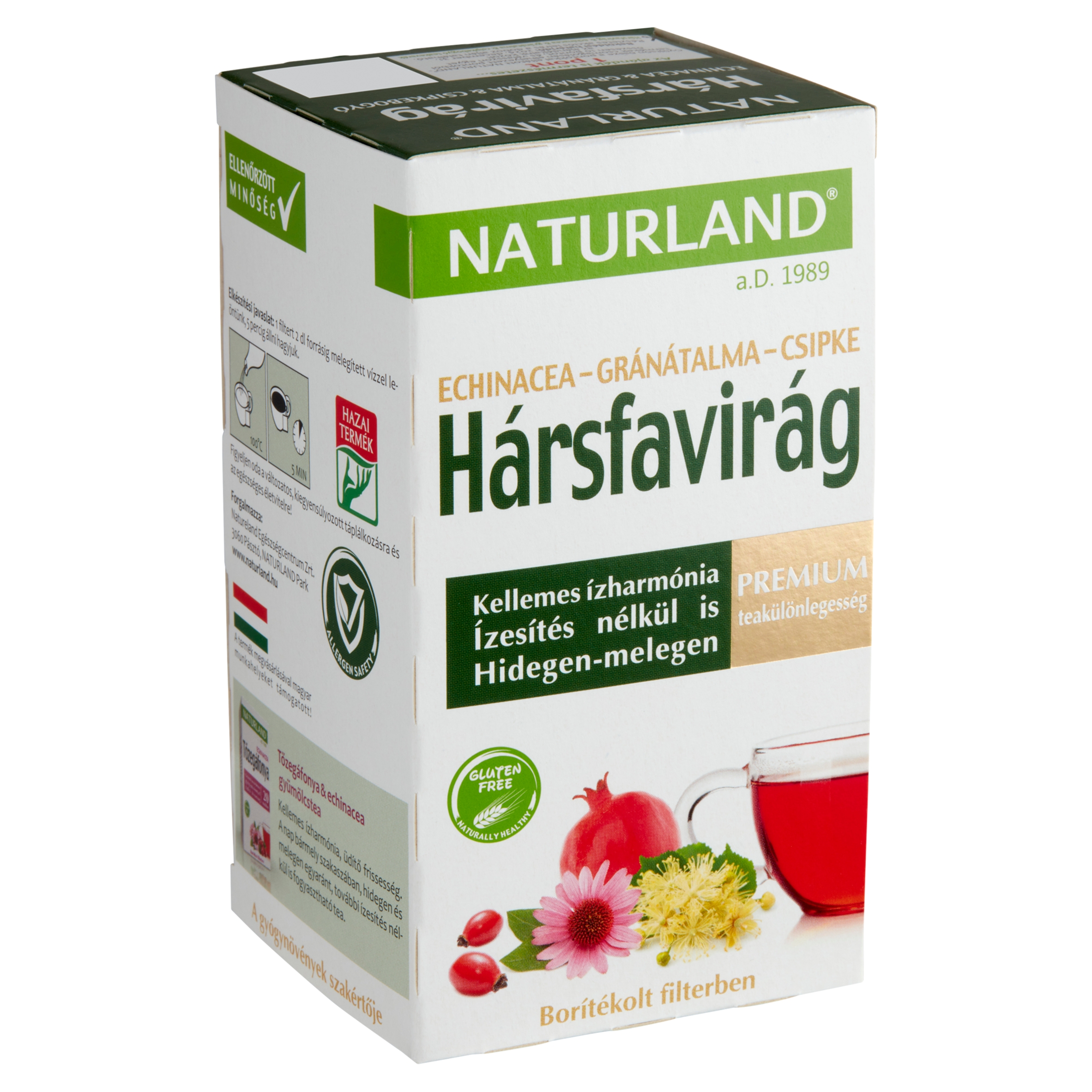 Naturland hársfavirág & echinacea & gránátalma & csipkebogyó teakeverék 20 filter 24 g 