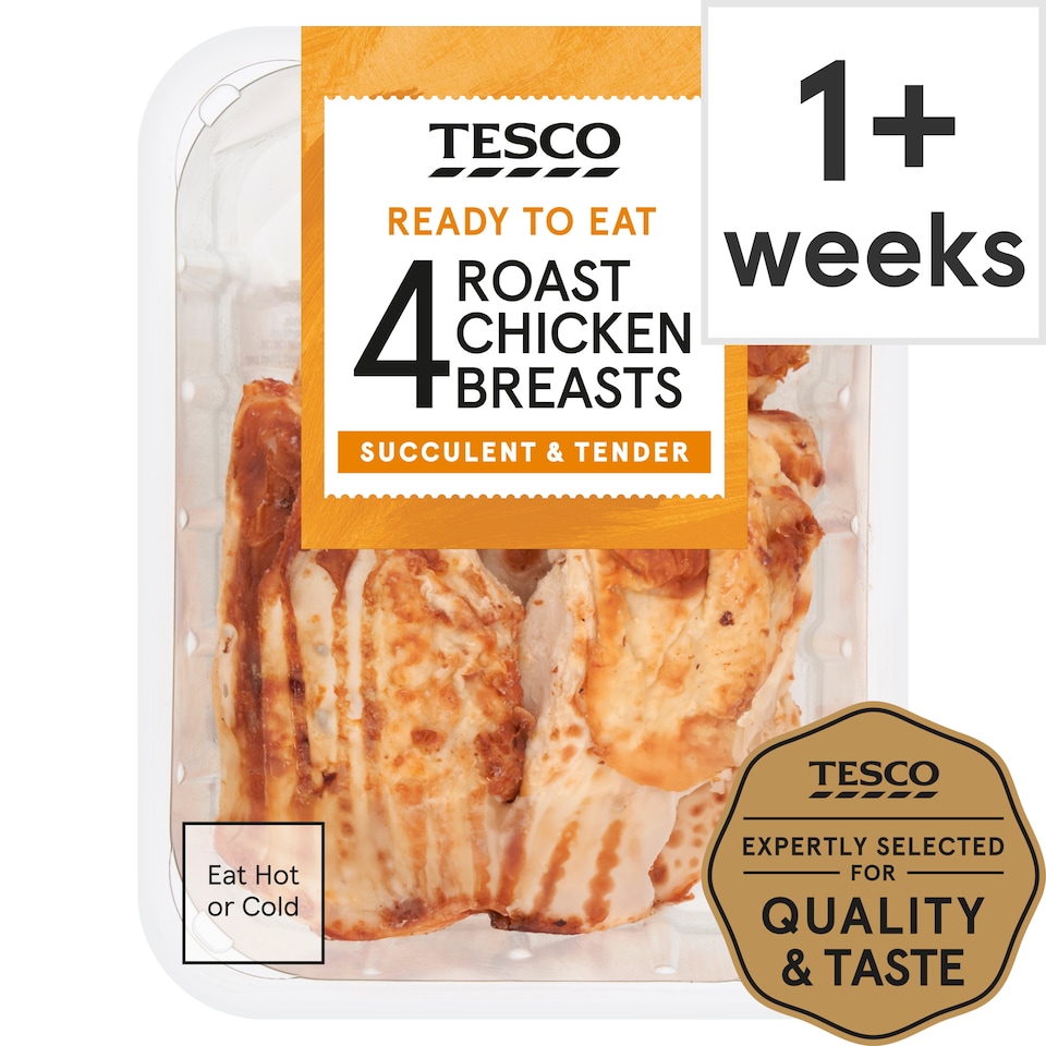 Tesco 4 Roast Cooked Chicken Breast Fillets 485G