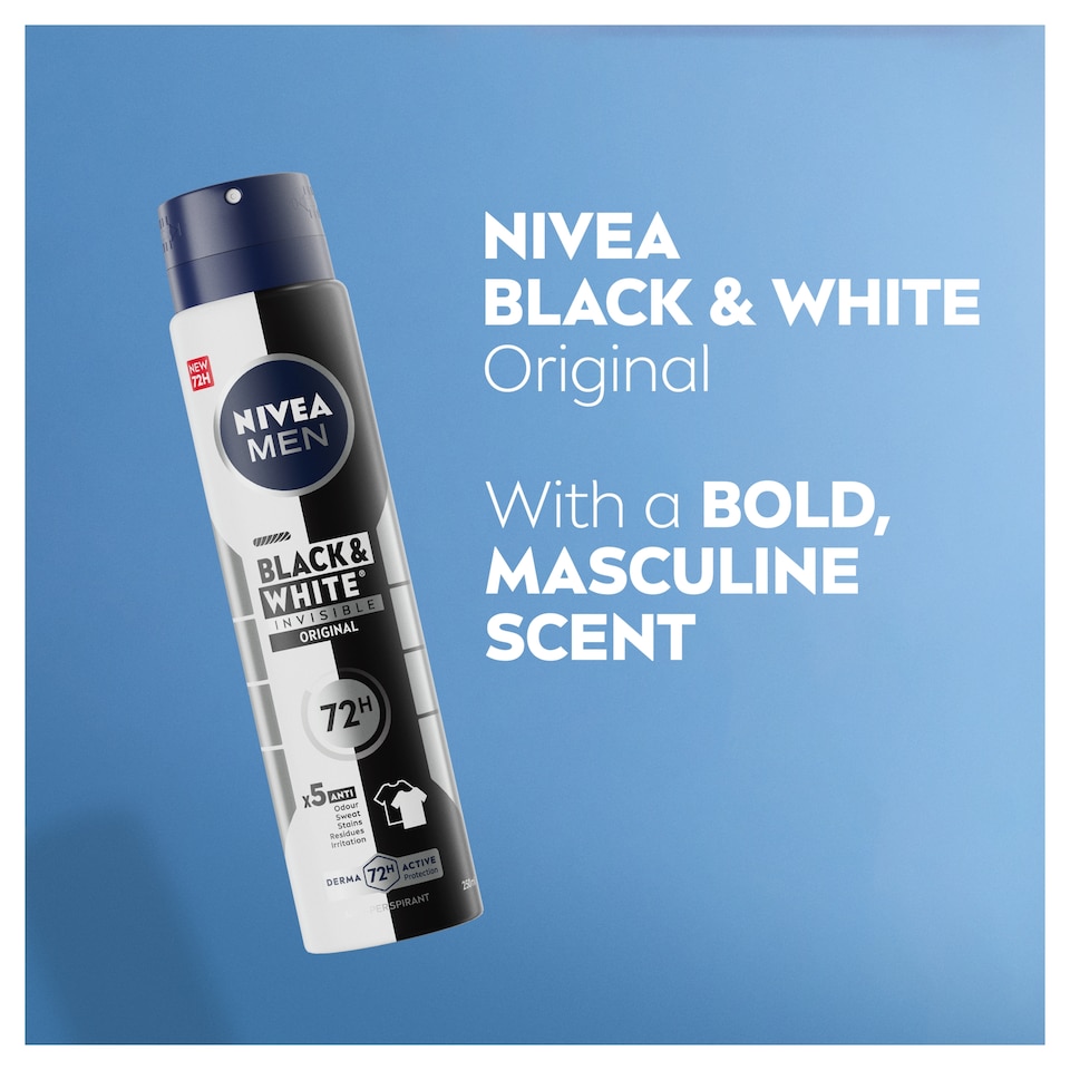 image 1 of NIVEA MEN Black & White Original Anti-Perspirant Deodorant Spray 250ml
