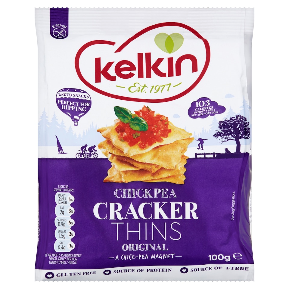 Kelkin Chickpea Cracker Thins 100G