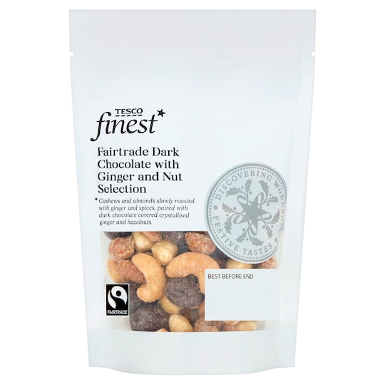 TESCO FINEST F/TDE D/CHOC & GINGER NUTS 225G Tesco Groceries