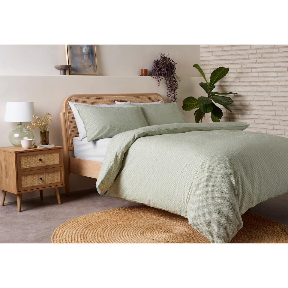F&F Home Green Gingham Duvet Cover Set King