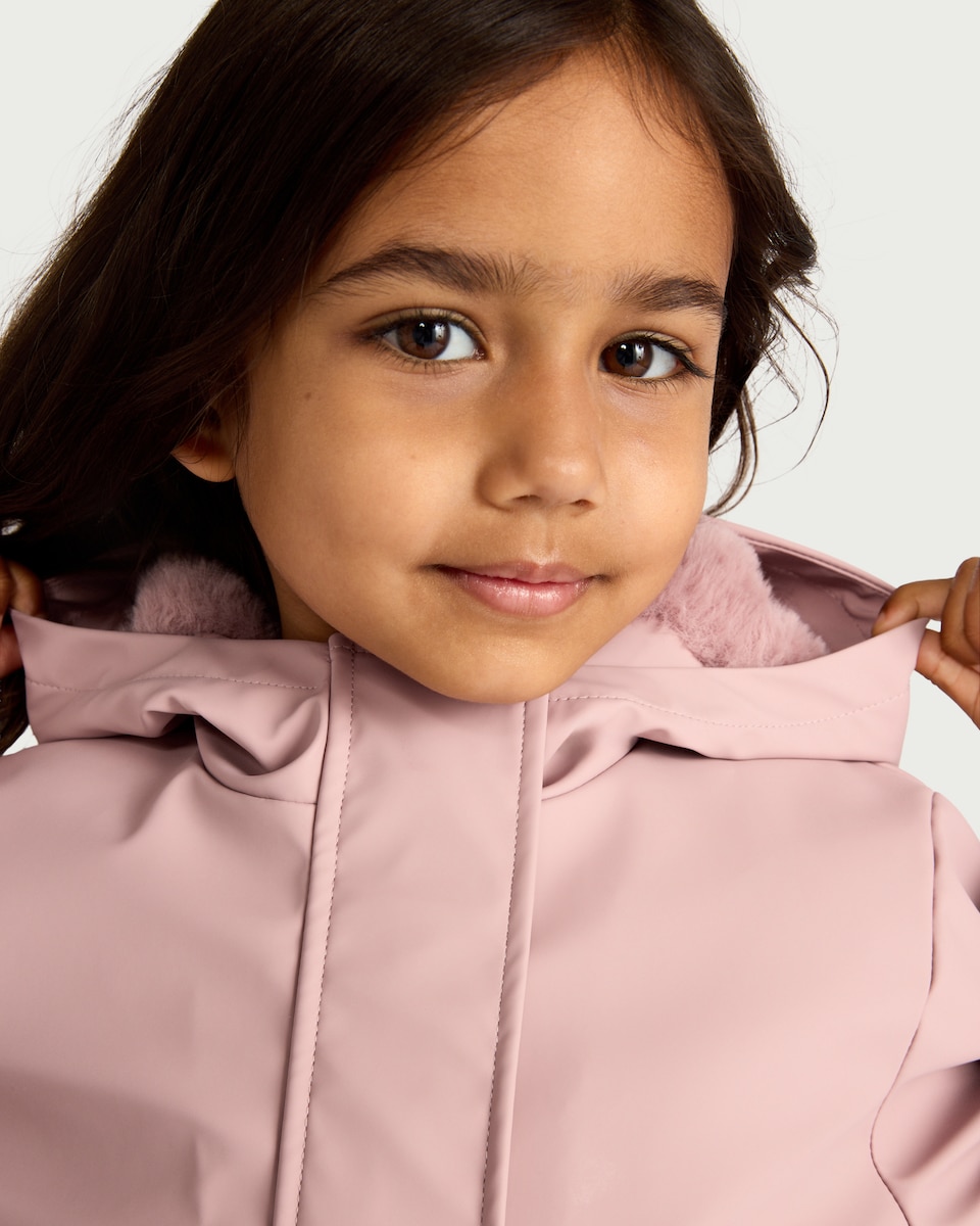 image 1 of F&F Girls Hooded Raincoat in Pink
