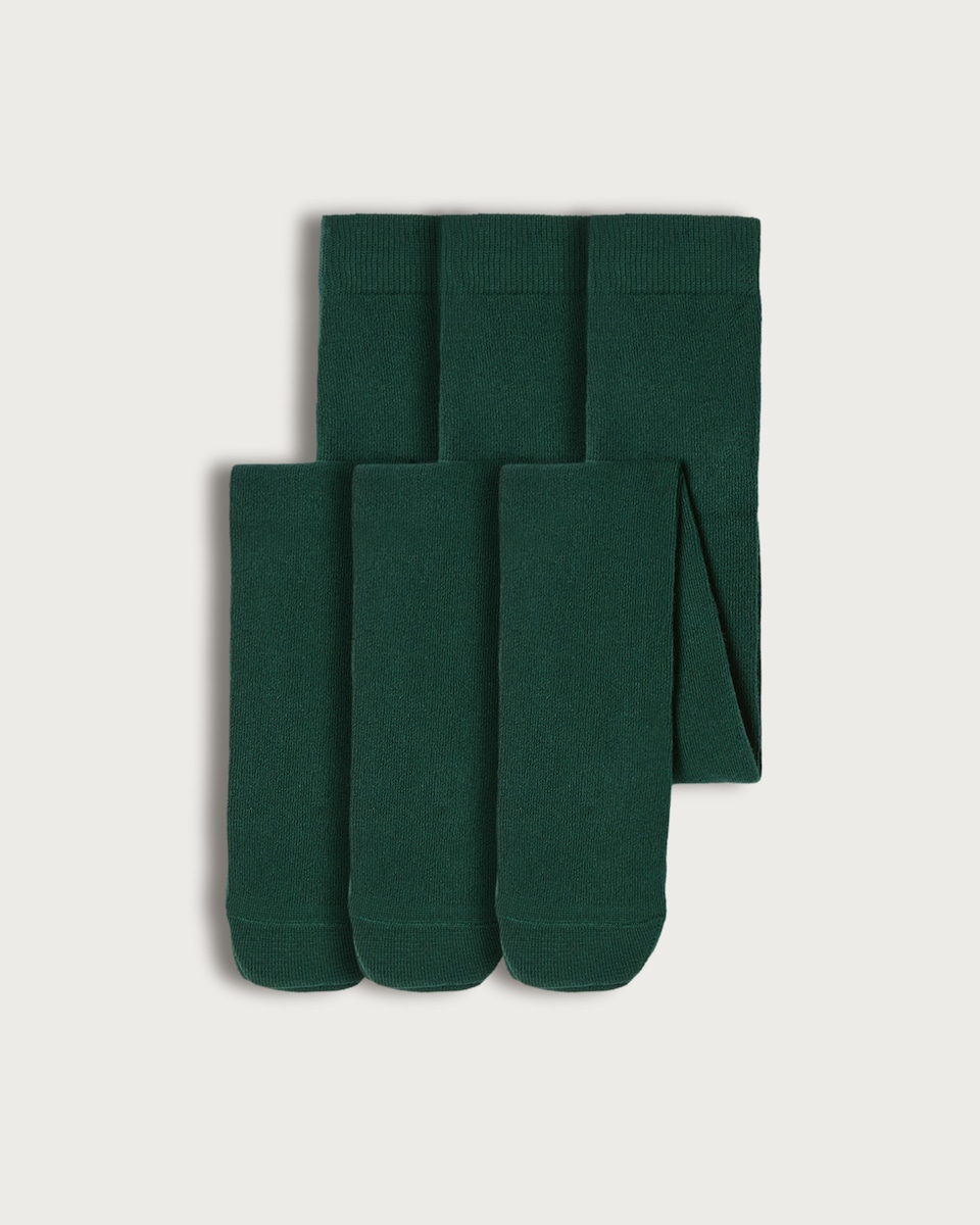 F&F School Girls 3-Pack Cotton Rich Tights in Multi
