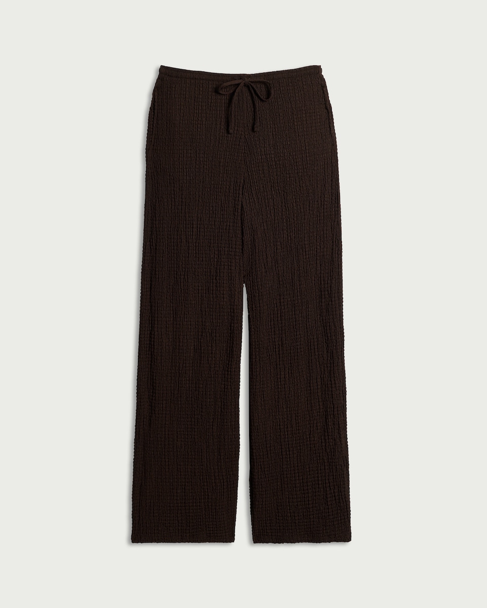 image 1 of F&F Textured Wide Leg Trousers in Brown