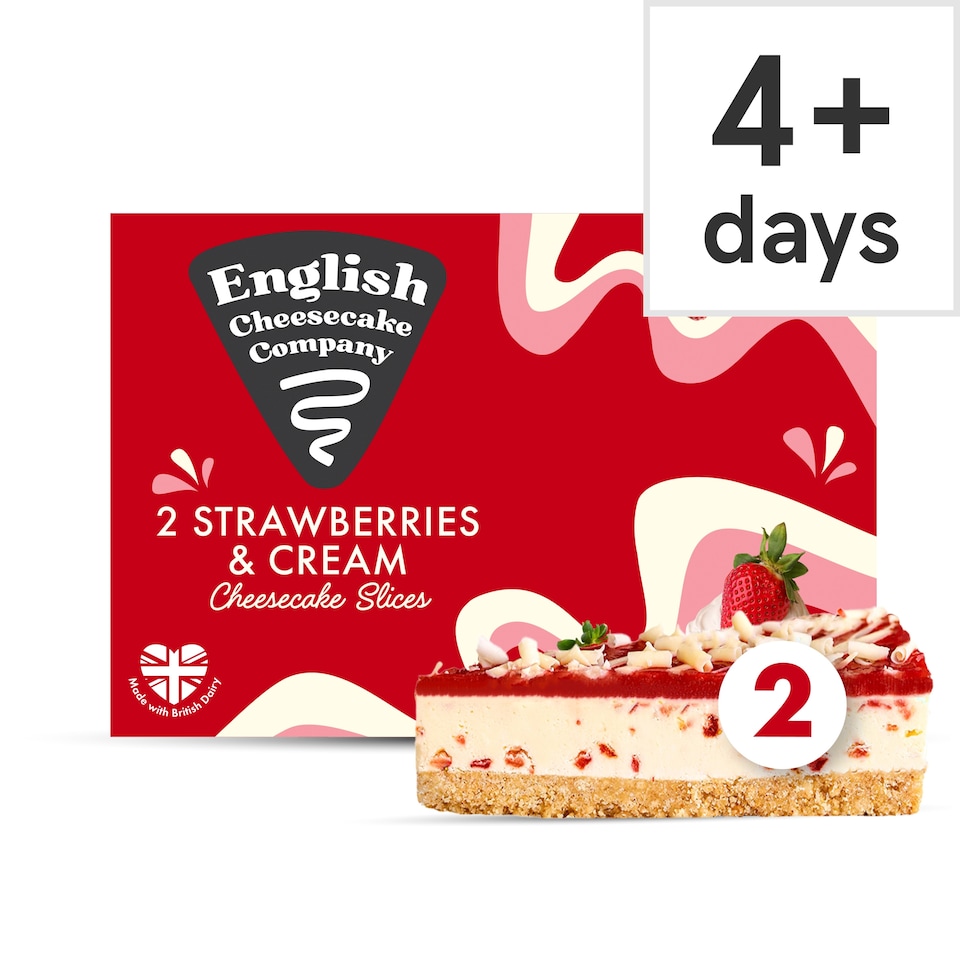 English Cheesecake Company 2 Strawberries & Cream Cheesecake Slices 180g