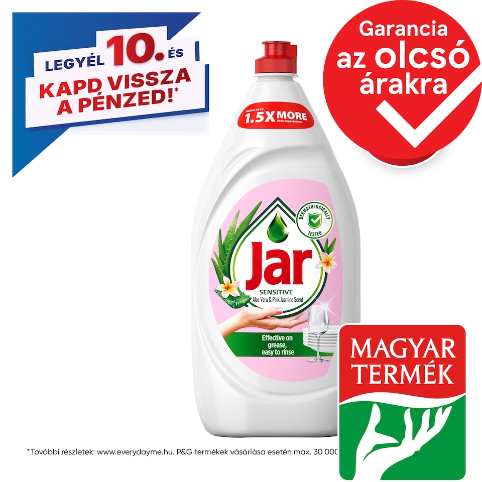 Jar Sensitive Aloe Vera & Pink Jasmine Folyékony Mosogatószer, Kézkímélő 1350 ML