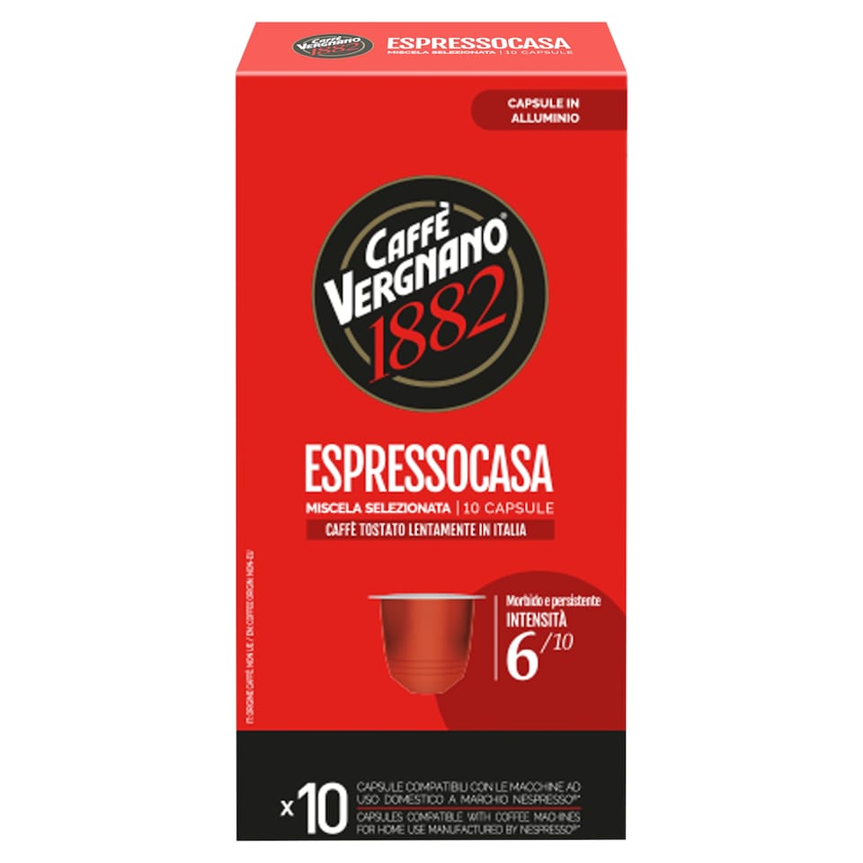 Caffè Vergnano 1882 Espressocasa kávová směs pražená mletá kapsle 10 x 5,5g (55g)