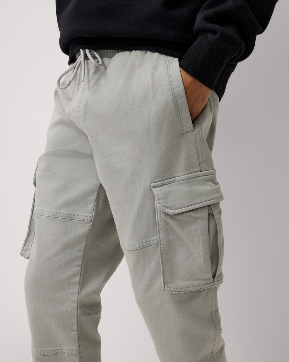 image 1 of F&F Cotton Rich Knitted Cargo Trousers in Grey
