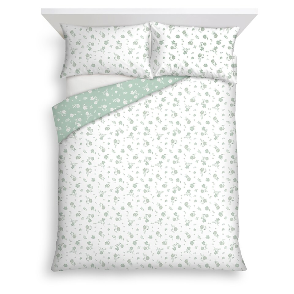 F&F Home Green Ditsy Floral Duvet Set Double