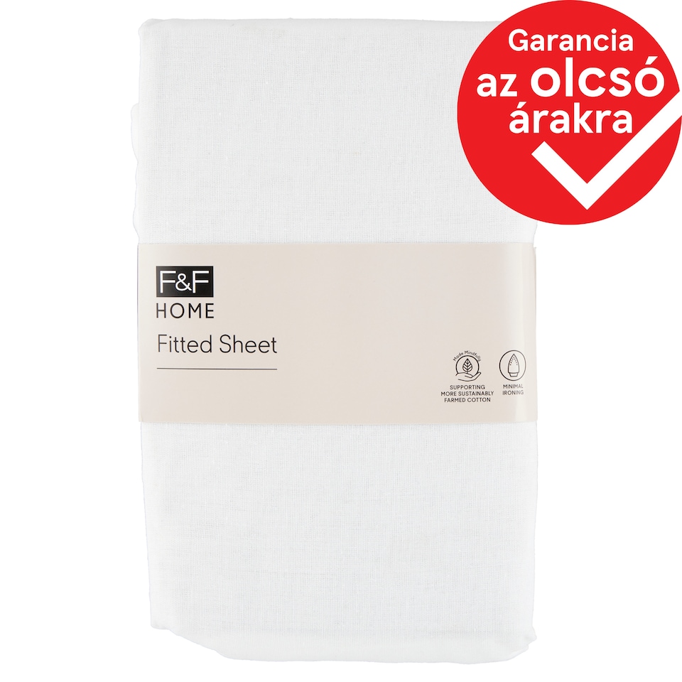 F&F Home fehér gumis lepedő 100 x 200 x 25 cm