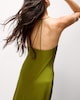 image 3 of F&F Satin Cowl Neck Midi Dress in Olive