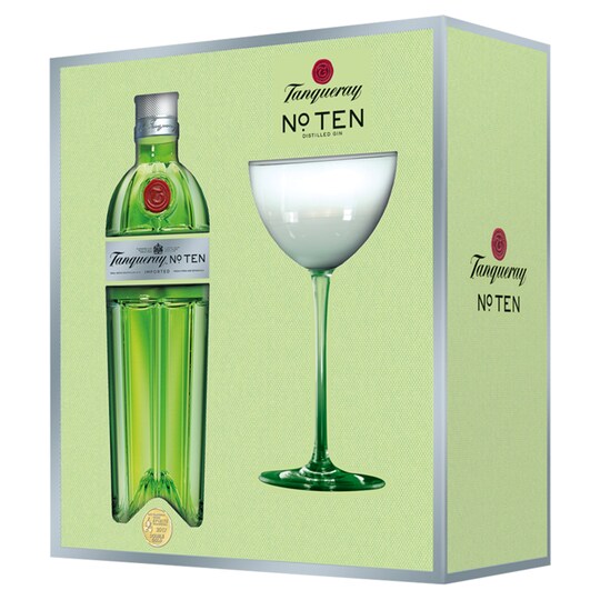 Tanqueray Ten Glass Pack Gin 70Cl Tesco Groceries