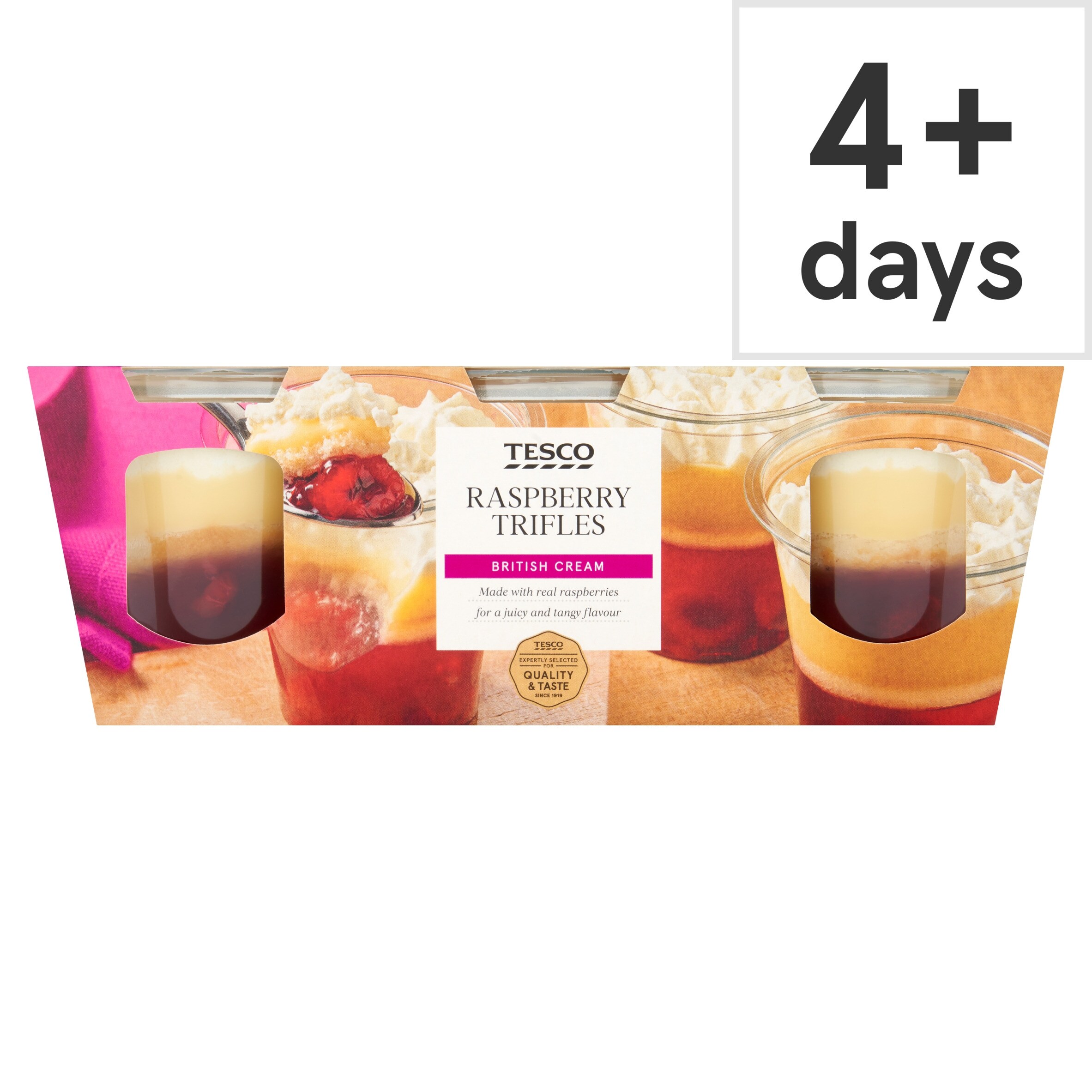 Tesco Raspberry Topping Tesco Raspberry Trifles 3 x 135g 405g - Tesco Groceries