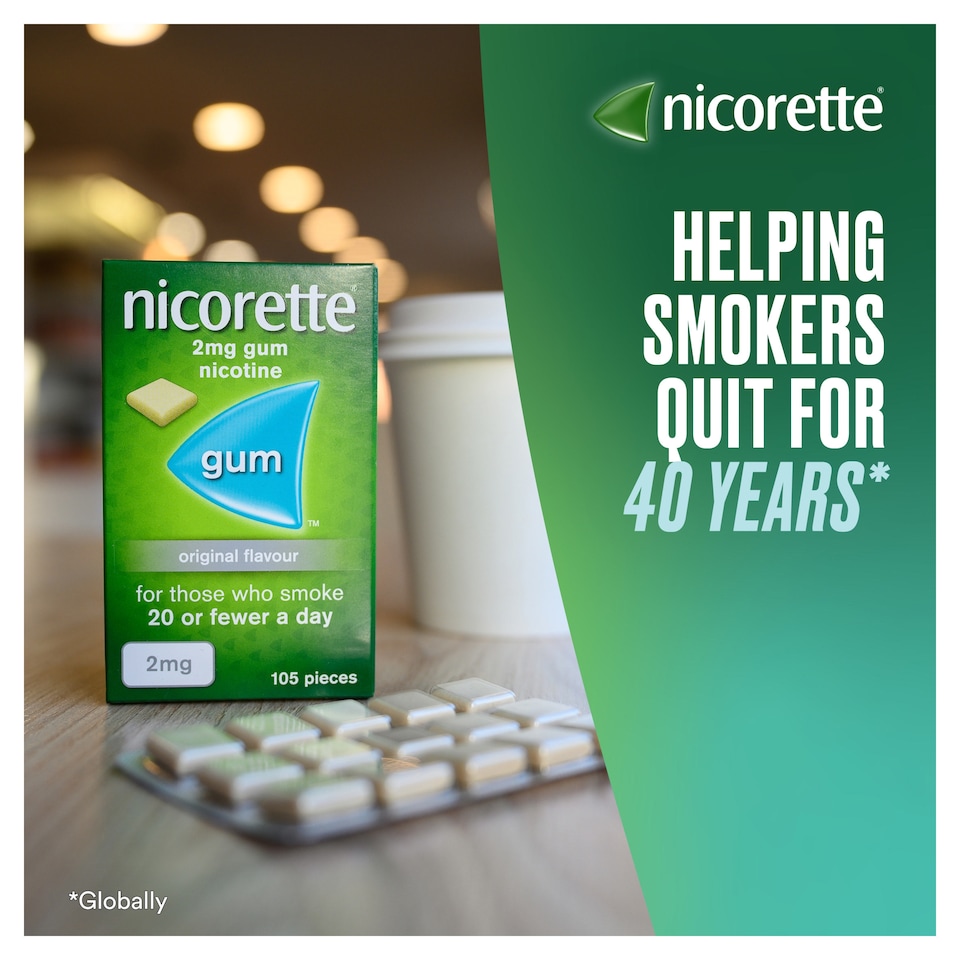 image 1 of Nicorette Stop Smoking Aid 4mg Nicotine Gum - Original 105s