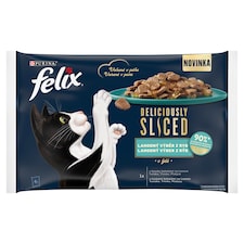 Felix Deliciously Sliced Pouches for Cats Salmon, Tuna, Cod, Flounder in Jelly 4 x 80g