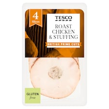 Tesco Prime Cuts Roast Chicken & Stuffing 4 Slices 100G