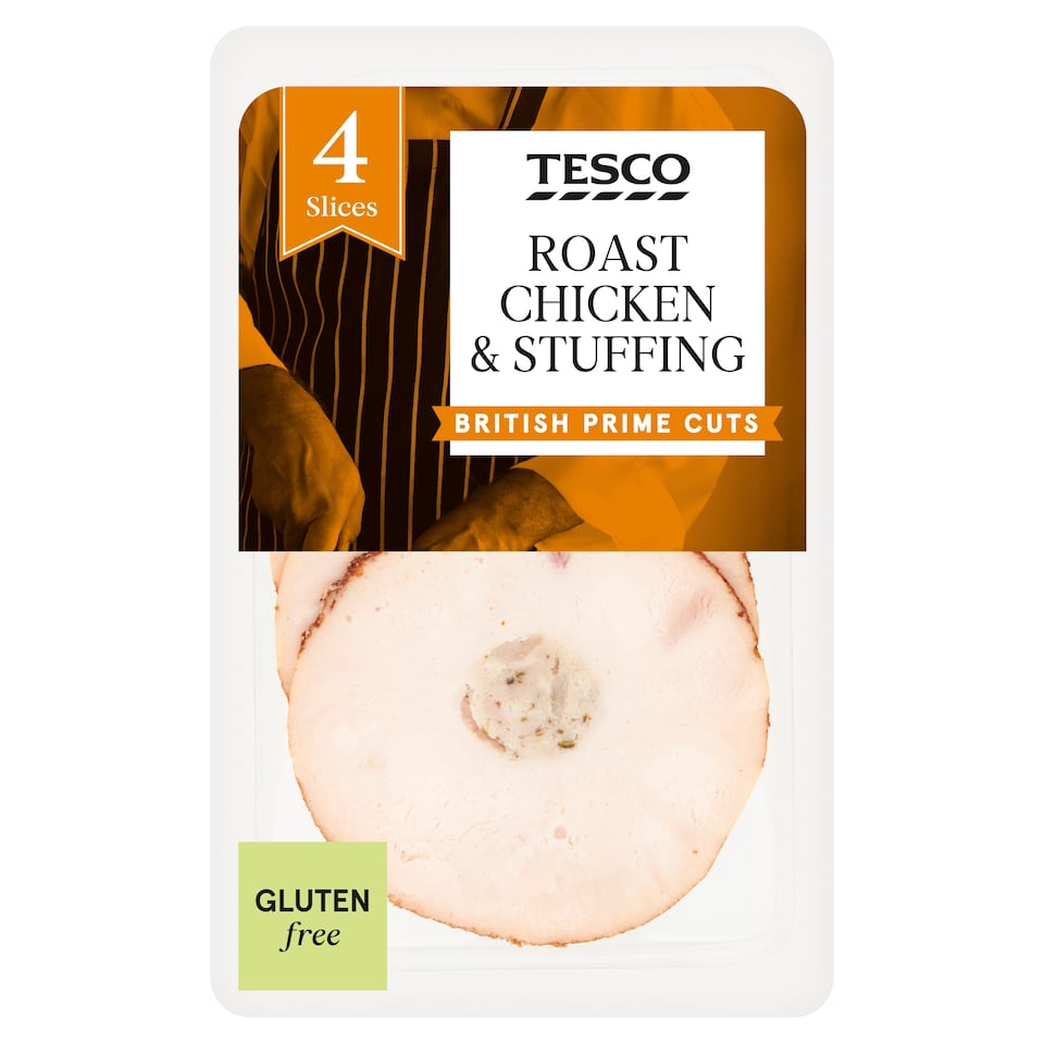 Tesco Prime Cuts Roast Chicken & Stuffing 4 Slices 100G