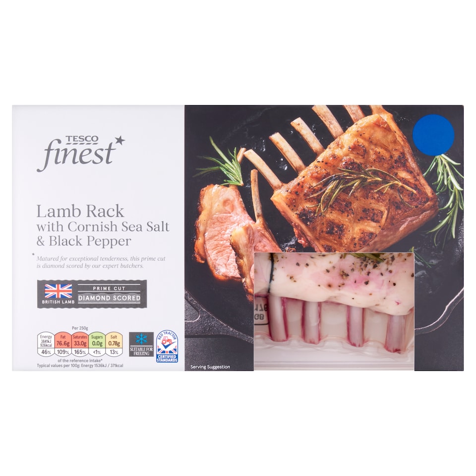 Tesco Finest Lamb Rack With Cornish Sea Salt & Black Pepper