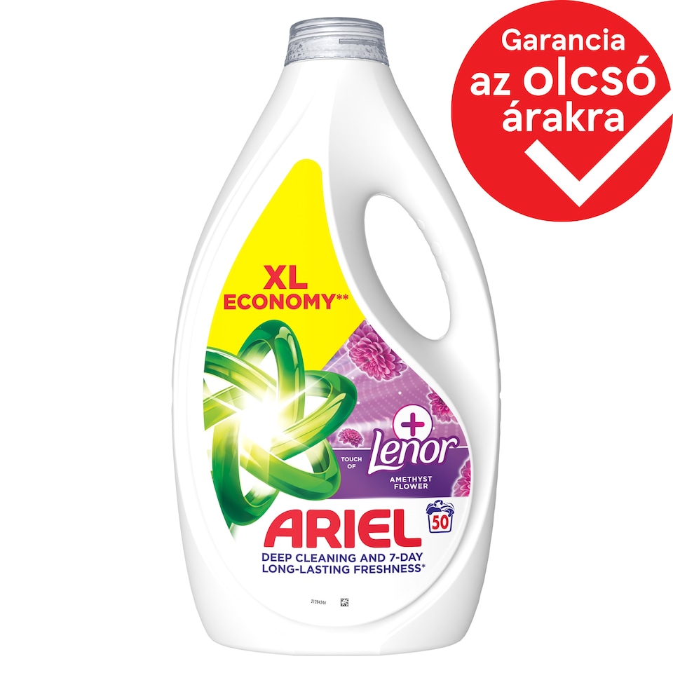 Ariel Folyékony Mosószer, 50 Mosáshoz, + Touch Of Lenor Amethyst Flower  1. kép