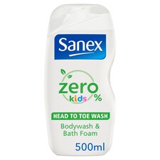 Sanex Zero% Kids Bodywash And Bathfoam 500Ml