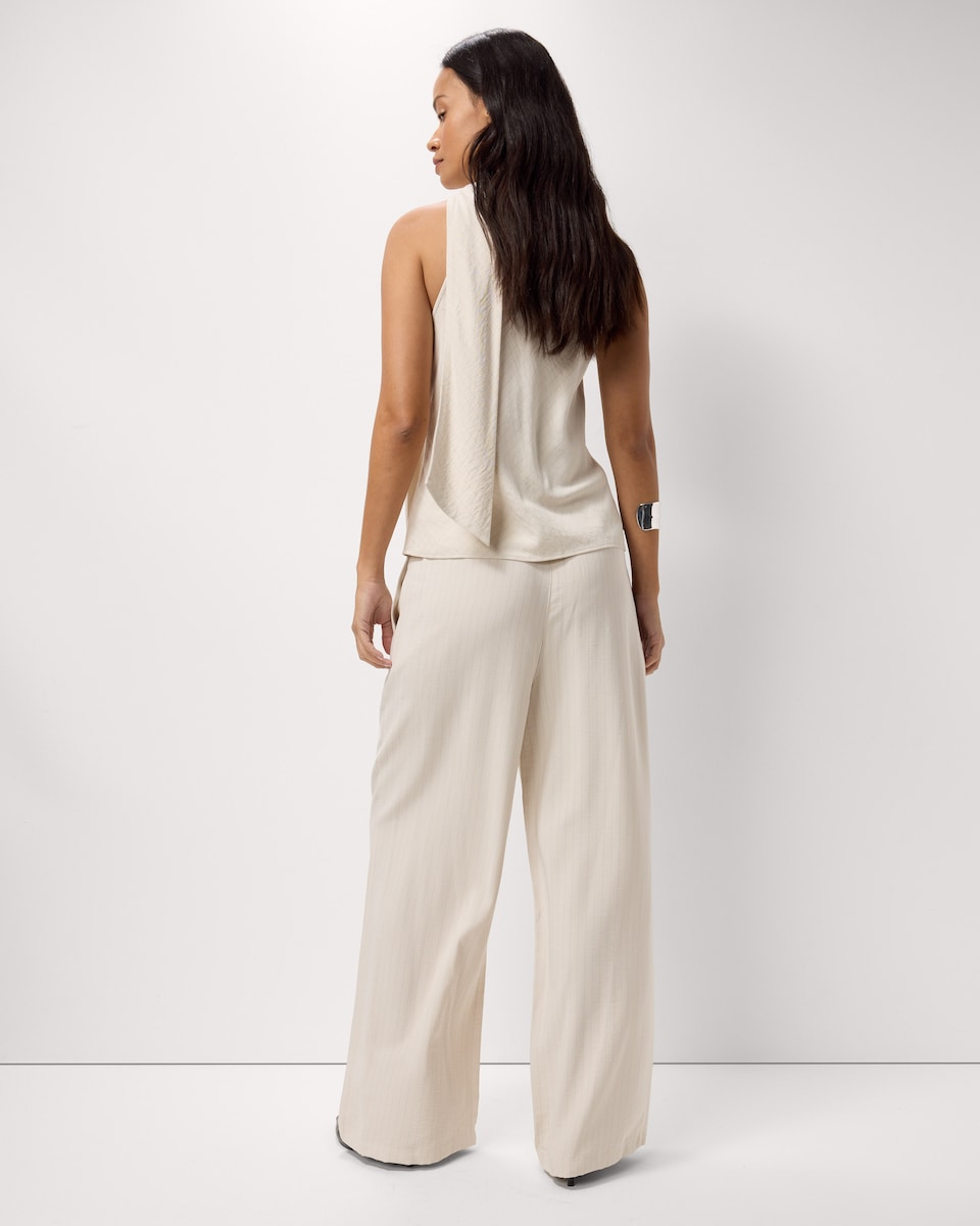 image 1 of F&F Pinstripe Drawstring Wide Leg Trousers in Cream