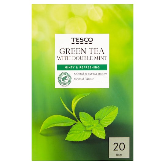 Tesco Green Tea With Double Mint 20 Bags 40G Tesco Groceries
