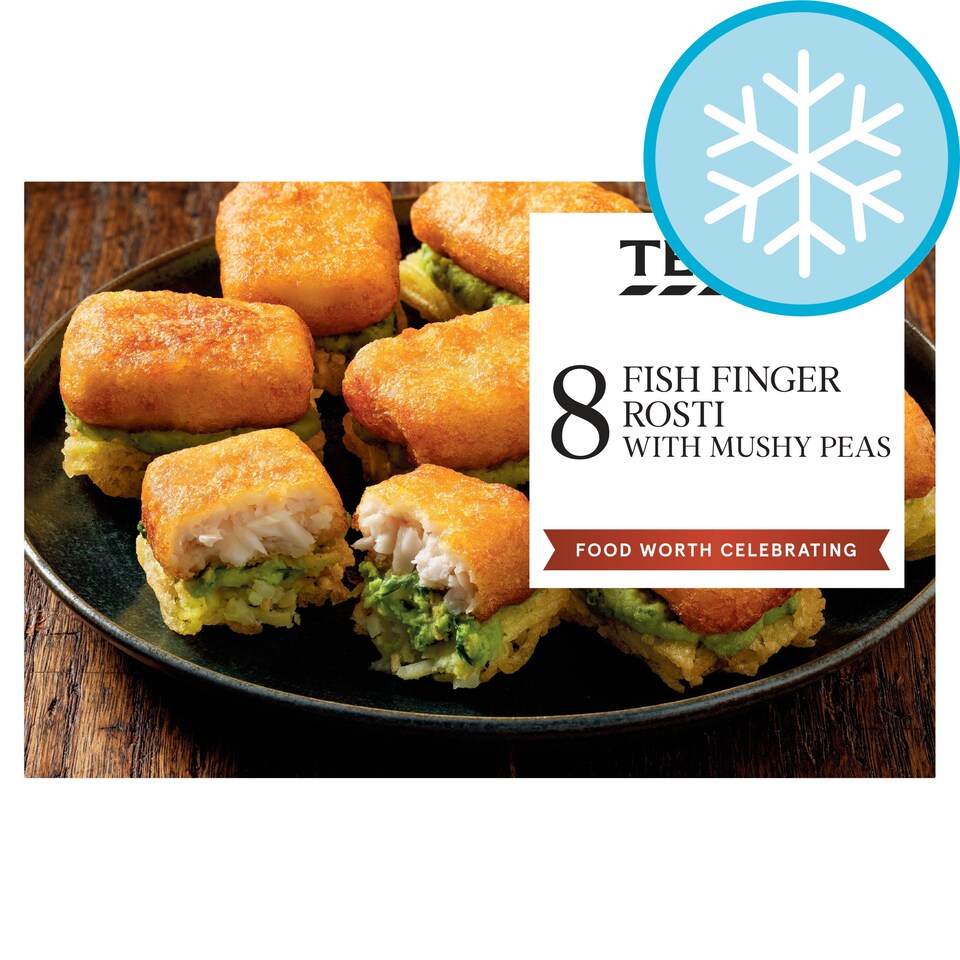 Tesco 8 Open Fish Finger Rosti & Mushy Peas 280G Tesco Groceries