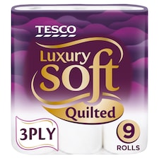 Tesco Luxury Soft Toilet Tissue 9 Roll Quilted