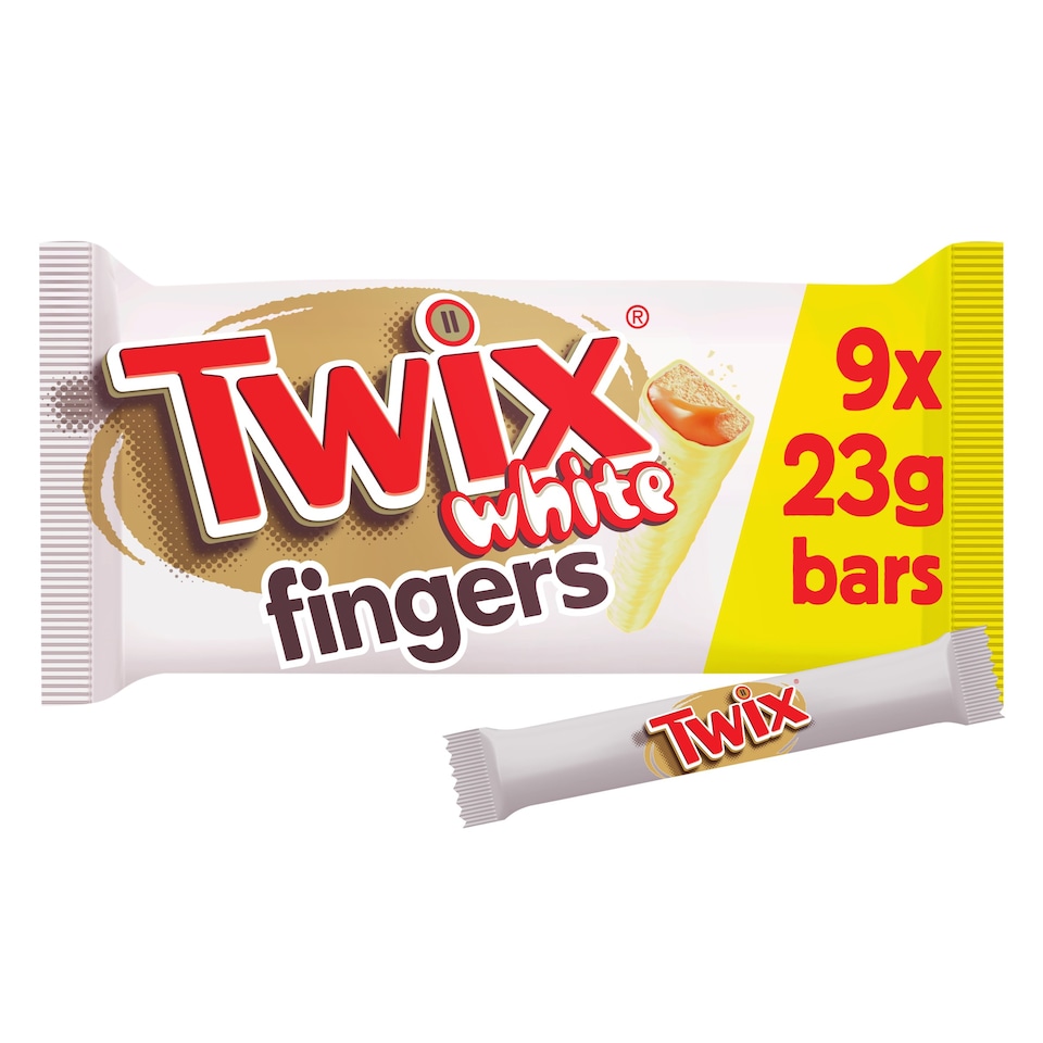 Twix Caramel & White Chocolate Fingers Biscuit Bars Multipack, 9x23g