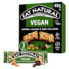 Eat Natural Fruit & Nut Vegan Peanuts Coconut & Dark Chocolate 40g X 3