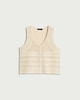 image 4 of F&F Pure Cotton Embroidered Knitted Button Up Top in Cream
