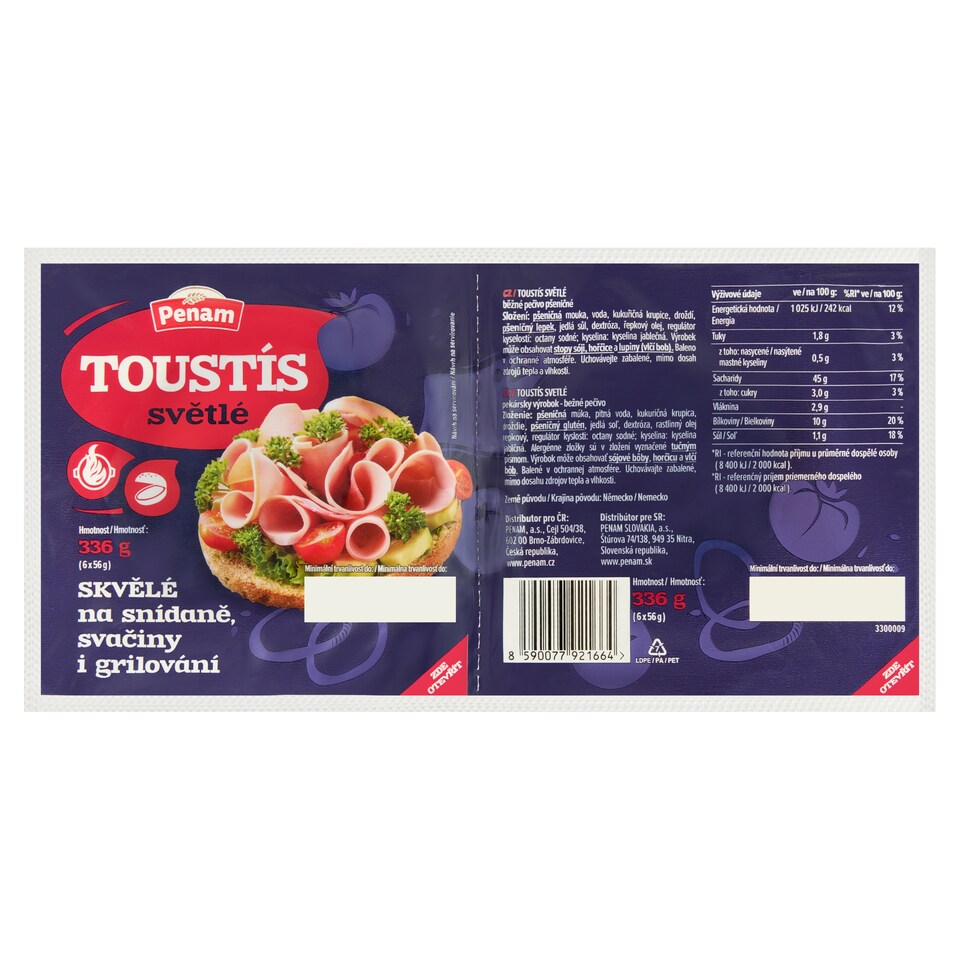 obrázok 1 z Penam Toustís svetlé 6 x 56 g (336 g)