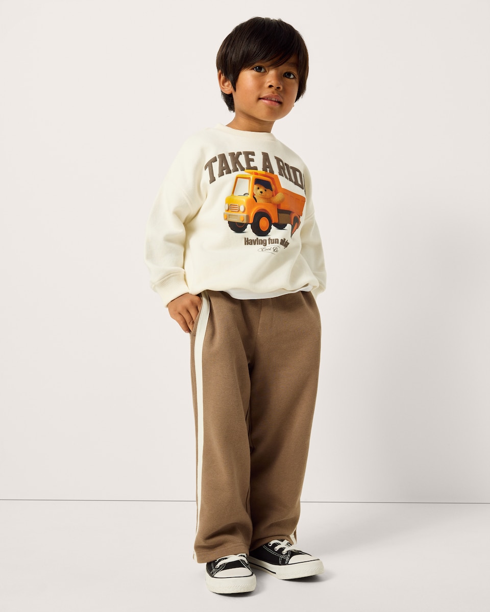 image 1 of F&F Boys 2-Piece Cotton Rich Truck Sweatshirt and Joggers Set in Multi