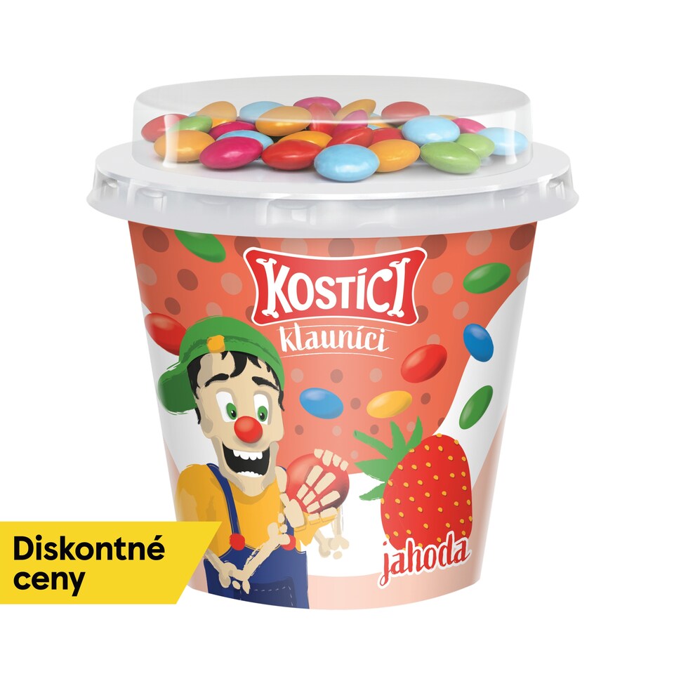 KOSTÍCI Klauníci (jahodový jogurt a čokoládové dražé) 109g