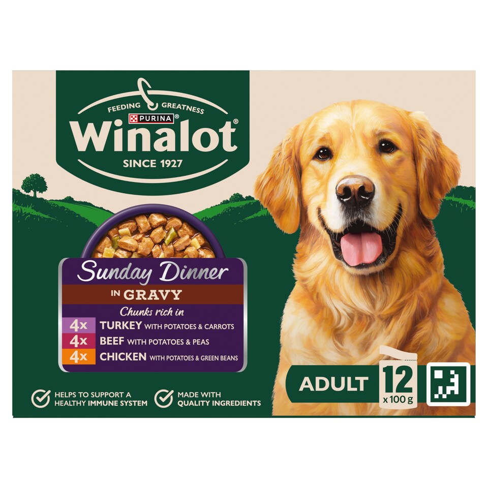 image 1 of WINALOT Sunday Dinner Mixed in Gravy Wet Dog Food 12x100g