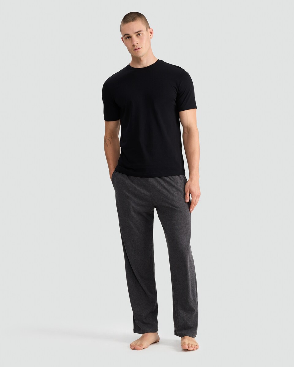 image 1 of F&F Cotton Rich Short Sleeved T-Shirt and Trousers Pyjama Set in Grey
