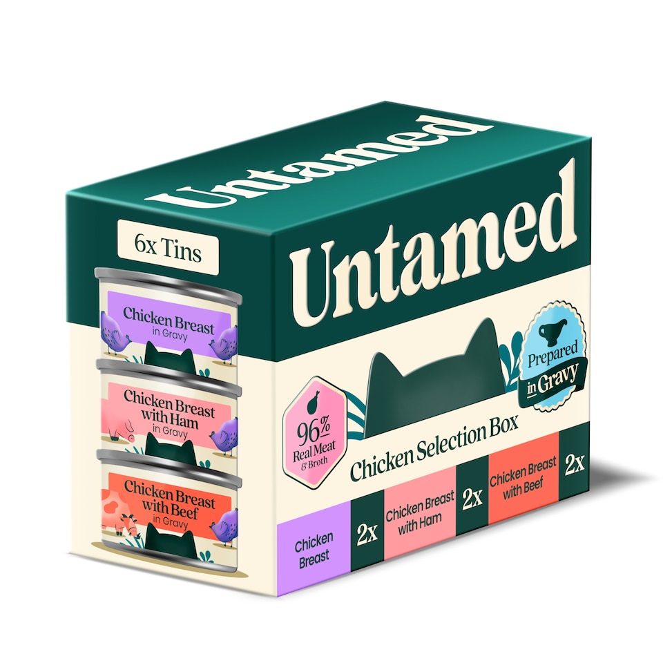 image 1 of Untamed Chicken Selection Box in Gravy Cat Food 6 x 75G 