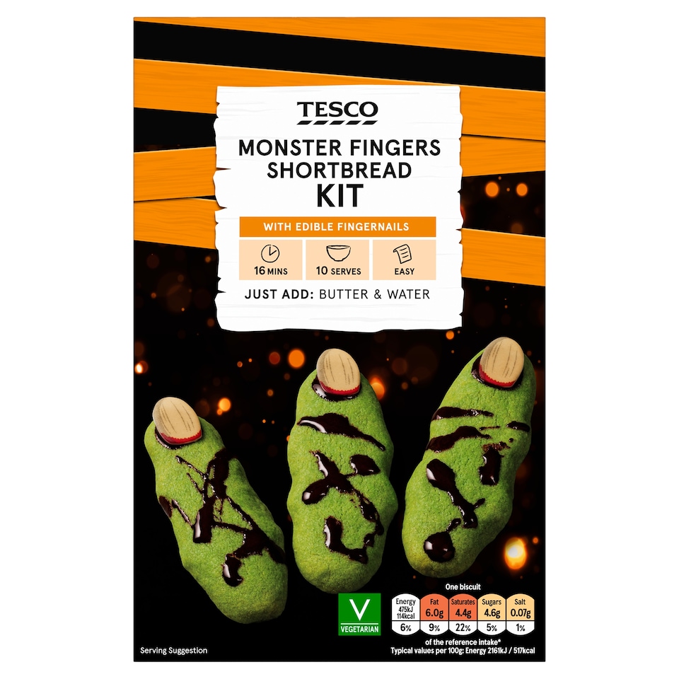 Tesco Monster Fingers Shortbread Kit 180g